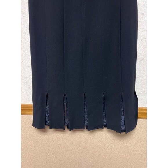 rickie freeman TERI JON Black Lace Pleated Cut Hem Short Sleeve Women's Size 8 - Picture 6 of 12